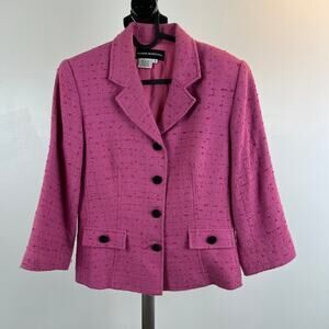 Donna Morgan Pink Tweed 3/4 Sleeve Blazer Women's 6